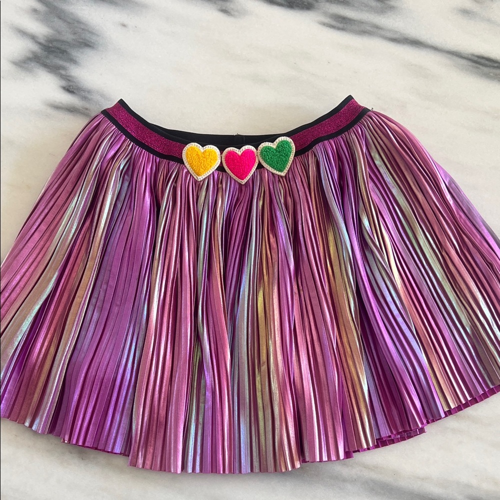 Sara Sara Colorful Pleated Skirt with Heart Accents girls size 6